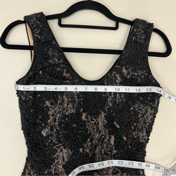 Dress the Population Carole Black Sequin and Lace Cocktail Sheath Dress Size M - Picture 8 of 13